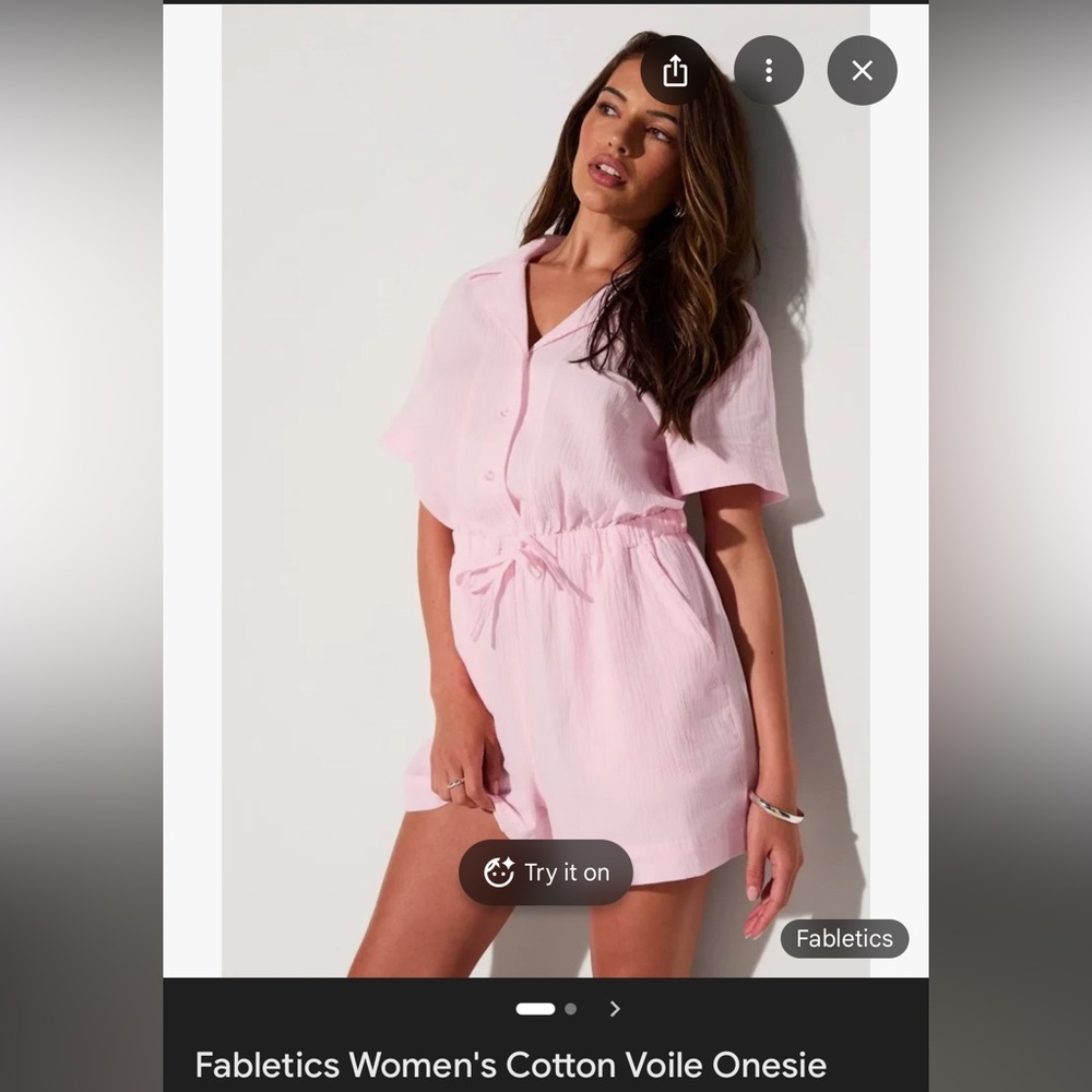 Fabletics Women's Light Pink Cotton Voile Romper